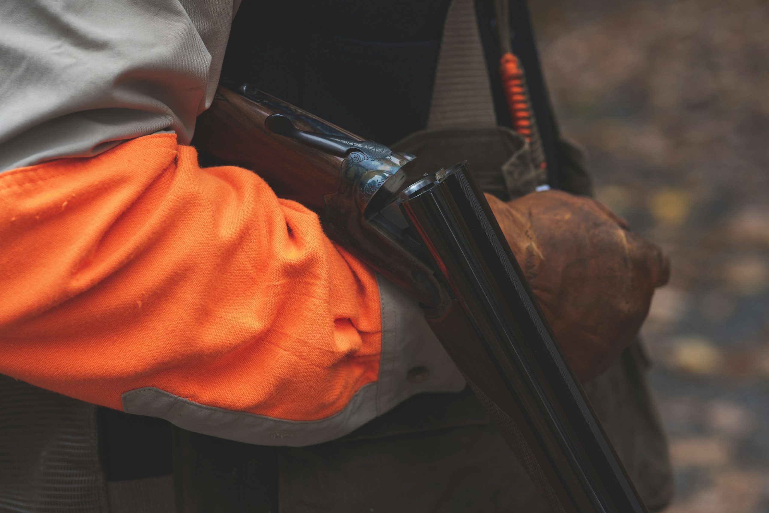 A focused hunter holds a shotgun across their arm, poised mid-reloading, demonstrating readiness for Bird Hunts
